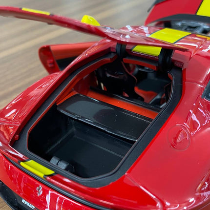 Bburago Signature Series 1/18 Ferrari 812 Competizione Red / Yellow Stripe Diecast Model - fine detailed model replica