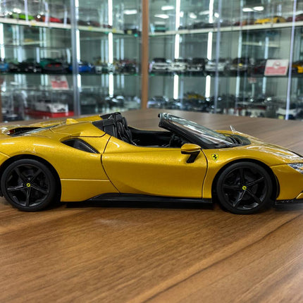 1/18 Diecast Ferrari SF90 Spider Gold Bburago Scale Model Car - collectible scale model car
