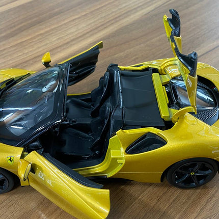 1/18 Diecast Ferrari SF90 Spider Gold Bburago Scale Model Car - showroom-quality model replica