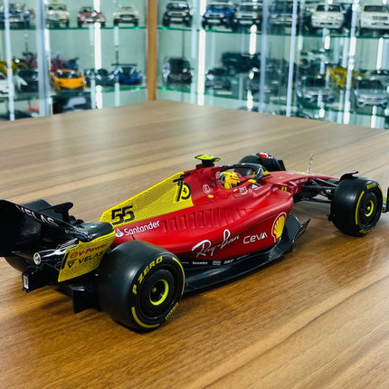 Bburago 1/18 Ferrari F1-75 C. Sainz #55 2022 Matt Red/Yellow Diecast Model - detailed die-cast style model