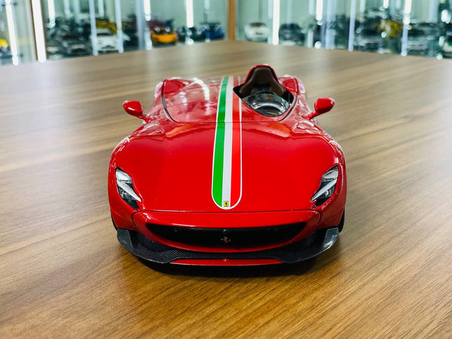 Bburago Ferrari Monza SP1 2018 1:18 Scale Diecast Model Car Red - studio product photo of the scale model