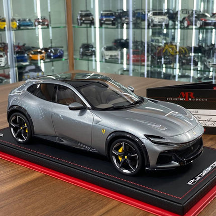 MR Collection 1/18 Ferrari Purosangue Grigio Titanio Resin Model - detailed collector display model