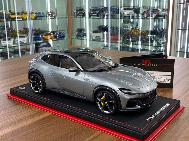 MR Collection 1/18 Ferrari Purosangue Grigio Titanio Resin Model - detailed collector display model