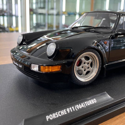 Solido Porsche 964 Turbo 1/18 Diecast Model Car Black 1990 - scale model for display