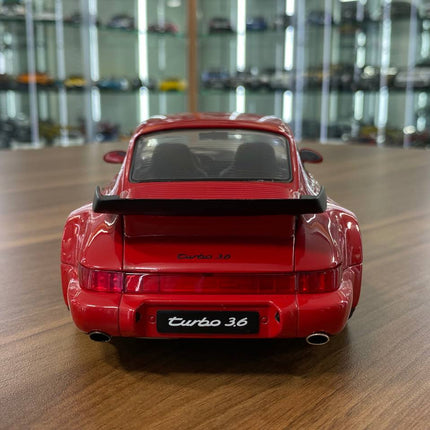 Solido 1/18 Diecast Porsche 911 964 Turbo 3.6 Roughe 1990 Dark Red Model Car - premium collector scale model