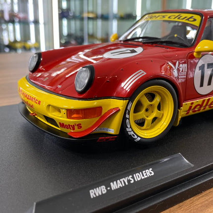 1/18 Diecast Solido Porsche RWB - MATY'S IDLERS 2016 #17 in Red/Yellow - scale model collectible piece
