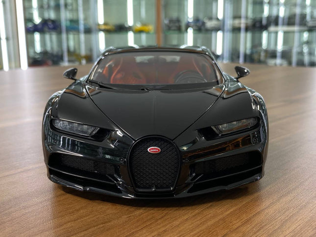 AutoArt Bugatti Chiron Sport 2019 Nocturne Black 1:18 Diecast Model Car - studio product photo of the scale model