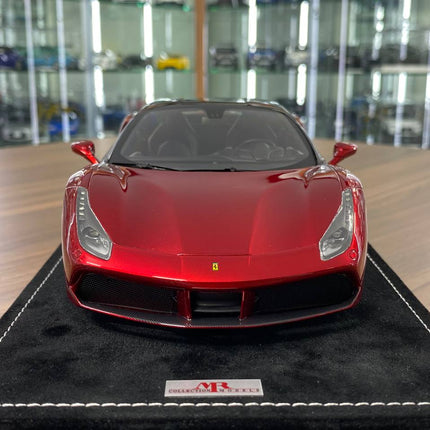 MR Collection Models Ferrari 488 GTB 1:18 Resin Model Red Black Roof - studio product photo of the scale model