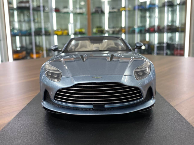GT Spirit 1/18 Aston Martin DB12 Resin Model Blue Volante Limited Edition - studio product photo of the scale model