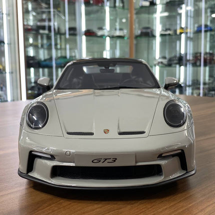 GT Spirit 1/12 Resin Porsche 911 992 GT3 Touring Grey Limited Edition - studio product photo of the scale model