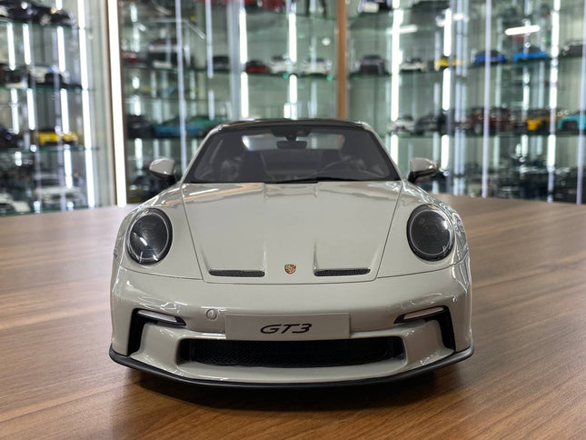 GT Spirit 1/12 Resin Porsche 911 992 GT3 Touring Grey Limited Edition - studio product photo of the scale model