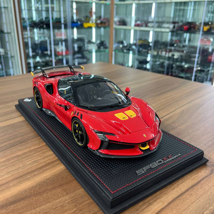 MR Collection 1:18 Ferrari SF90 XX Stradale Rosso Corsa Resin Model - detailed collector display model