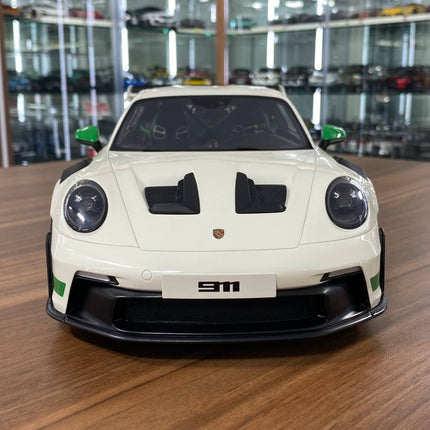GT Spirit Porsche 911 (992) GT3 RS 1:12 Resin Model Car Off White - studio product photo of the scale model
