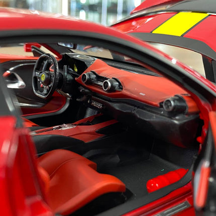 Bburago Signature Series 1/18 Ferrari 812 Competizione Red / Yellow Stripe Diecast Model - collectible scale model car