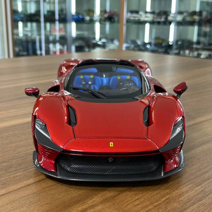 Bburago Ferrari Daytona SP3 1/18 Diecast Full Opening Glossy Red - studio product photo of the scale model