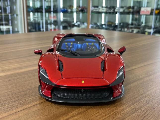 Bburago Ferrari Daytona SP3 1/18 Diecast Full Opening Glossy Red - studio product photo of the scale model