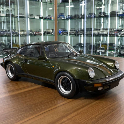 Minichamps Porsche 911 Turbo 1977 1/12 Diecast Model Olive - detailed collector display model