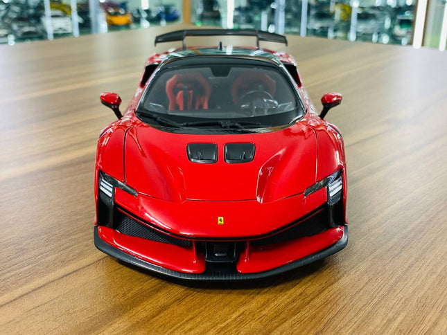Bburago 1/18 Ferrari SF90 XX Stradale Red Diecast Model Car - studio product photo of the scale model