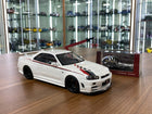 MotorHelix 1/18 Nissan Skyline GT-R R34 Nismo CRS Livery White Diecast Model - detailed collector display model