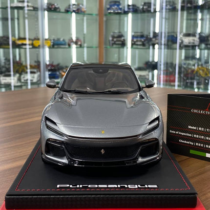 MR Collection 1/18 Ferrari Purosangue Grigio Titanio Resin Model - studio product photo of the scale model
