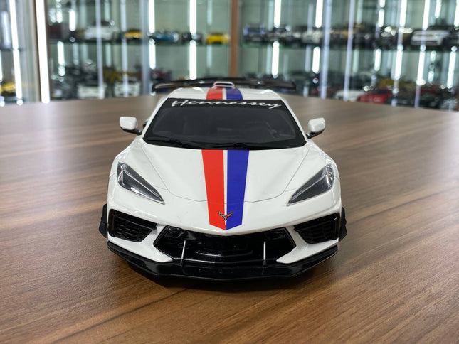 GT Spirit Chevrolet Corvette C8 Henn-Vette 1:18 White Resin Model - studio product photo of the scale model