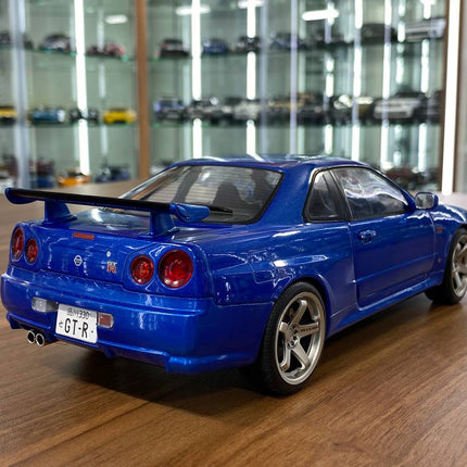 Solido 1/18 Nissan Skyline GT-R R34 Blue Diecast Model - fine detailed model replica