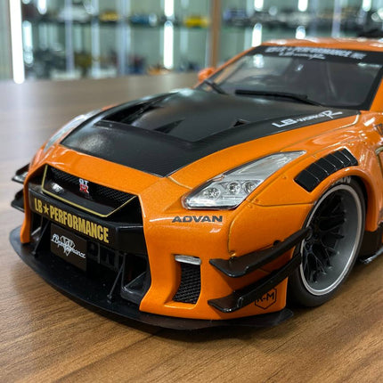 Solido 1/18 Diecast Nissan GT-R R35 LB*Work Type 2 Orange - premium collector scale model