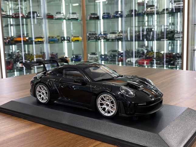 Minichamps 1:18 Porsche 911 (992) GT3 RS 2023 Black Diecast Model - detailed collector display model