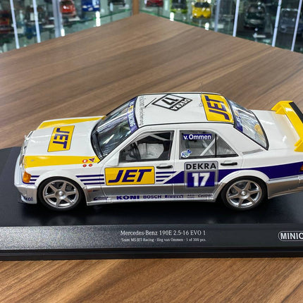 Minichamps Mercedes-Benz 190E Evo 1 1:18 Diecast Model MS-JET-Racing DTM 1990 - detailed die-cast style model