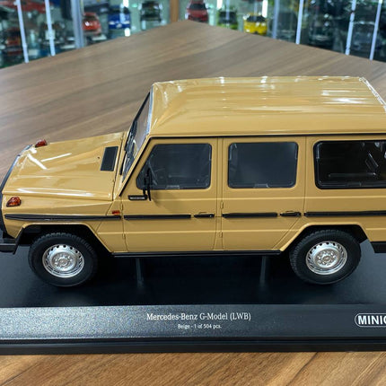 Minichamps Mercedes-Benz G-Model LWB 1980 1:18 Diecast Model Car Beige - scale model for display