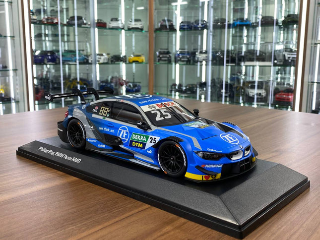 Minichamps BMW M4 DTM 2019 1:18 Diecast Model Car Blue Racing Decal - detailed collector display model