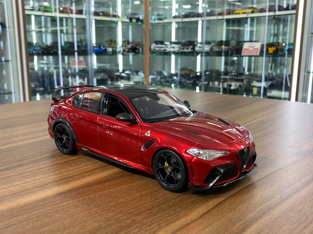 1/18 Diecast Alfa Romeo Giulia GTAm 2020 Red Metallic Bburago Model Car - detailed collector display model