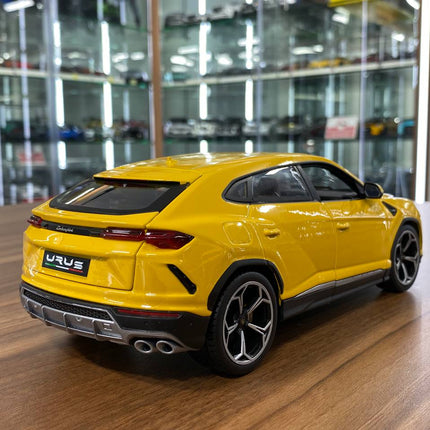 Bburago 1/18 Diecast Lamborghini Urus Yellow Model Car - scale model for display