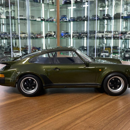 Minichamps Porsche 911 Turbo 1977 1/12 Diecast Model Olive - collectible scale model car