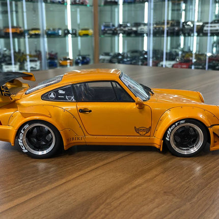 Solido 1/18 Porsche 964 RWB HIBIKI 2016 Orange Diecast Model Car - collectible scale model car
