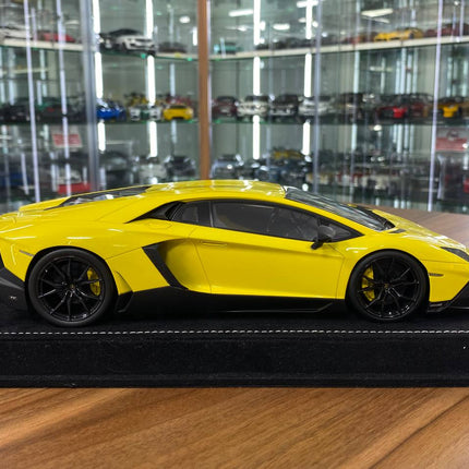 MR Collection 1:18 Lamborghini Aventador 50th Anniversario Yellow Resin Model - collectible scale model car