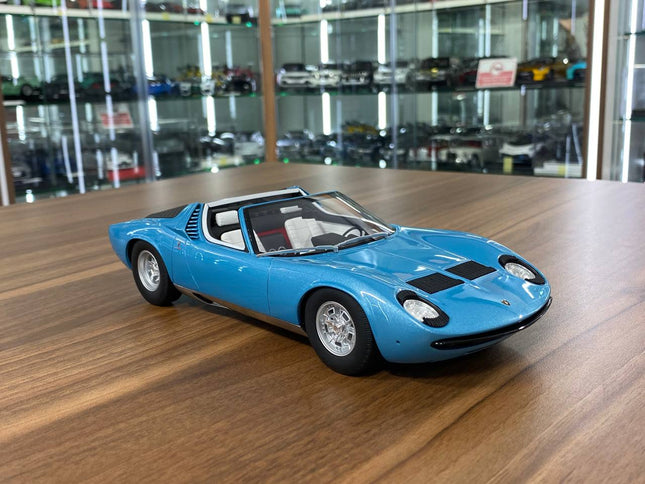 GT Spirit 1/18 Lamborghini Miura Roadster Blue Resin Scale Model Car - detailed collector display model