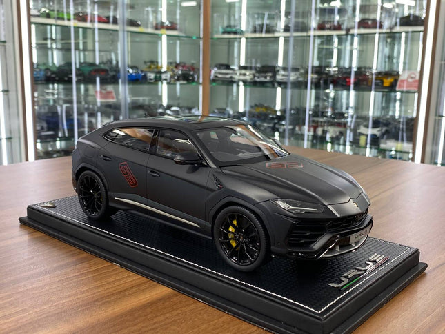 MR Collection Models Lamborghini URUS #63 1/18 Resin Matt Black - detailed collector display model