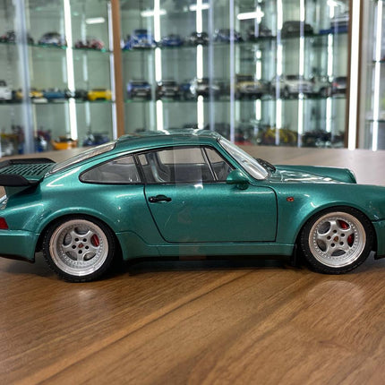 1/18 Diecast Porsche 911 Turbo 964 Green by Solido Model Car - collectible scale model car