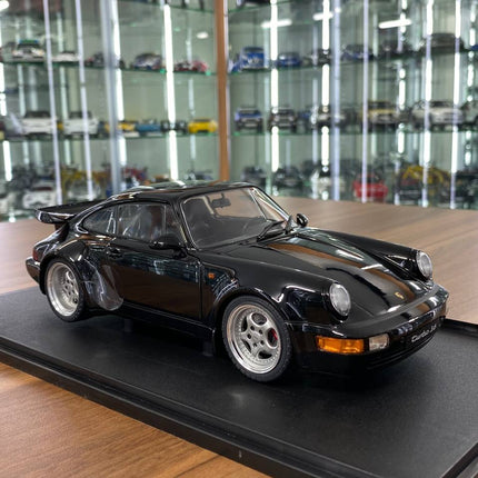 Solido Porsche 964 Turbo 1/18 Diecast Model Car Black 1990 - detailed collector display model