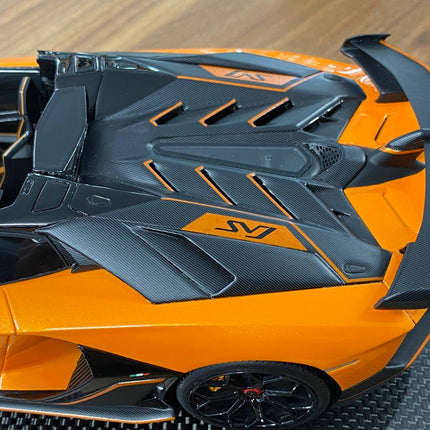 MR Collection Models Lamborghini Aventador Roadster SVJ 1:18 Arancio Atlas 63 Livery - collectible scale model car