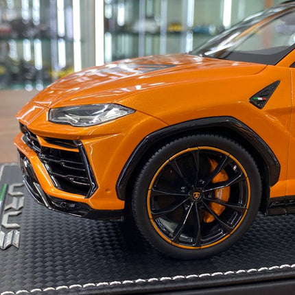 MR Collection Models Lamborghini Urus #63 1:18 Resin Model Orange Limited Edition - detailed die-cast style model