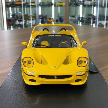 KK Scale Ferrari F50 1:18 Yellow Diecast Model Car - studio product photo of the scale model