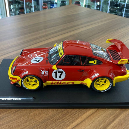 1/18 Diecast Solido Porsche RWB - MATY'S IDLERS 2016 #17 in Red/Yellow - detailed die-cast style model