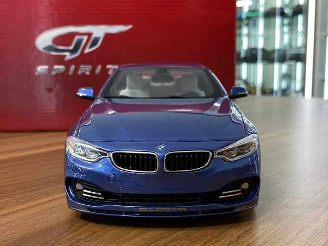 GT Spirit 1:18 BMW Alpina B4 Blue Resin Model Car - studio product photo of the scale model