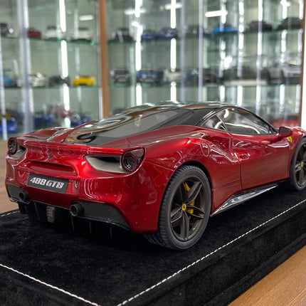 MR Collection Models Ferrari 488 GTB 1:18 Resin Model Red Black Roof - fine detailed model replica