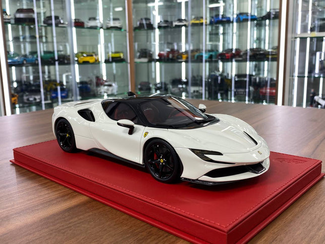 1/18 BBR Ferrari SF90 Stradale Resin Model Gloss Avus White - detailed collector display model