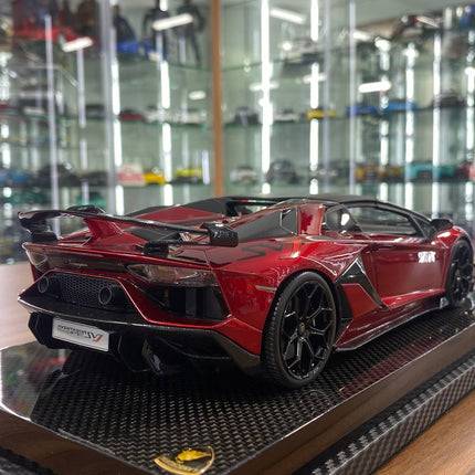 MR Collection 1/18 Lamborghini Aventador Roadster SVJ Red Italy Flag Resin Model - fine detailed model replica