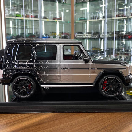 MotorHelix Mercedes-Benz G63 AMG 2019 1/18 Resin Model Silver Black - showroom-quality model replica