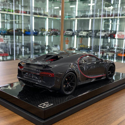 MR Collection Models Bugatti Chiron Sport with Open Wing 1/18 Grey Carbon Resin Model - fine detailed model replica